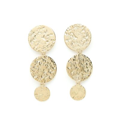 Aretes colgantes martillados redondos de oro de Hestia