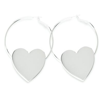 Aphrodite Silver Heart Hoop Earrings