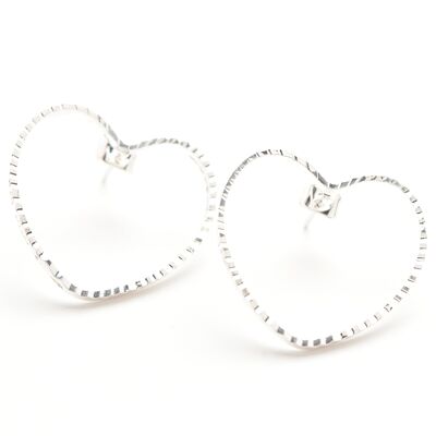 Maxi Aura Silver Heart Stud Earrings