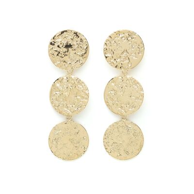 Maxi Hestia Gold Round Hammered Dangling Stud Earrings