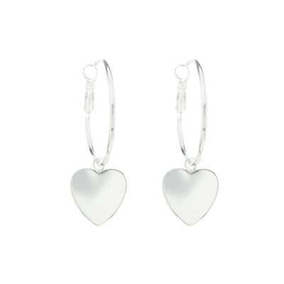 Small Aphrodite Silver Heart Hoop Earrings