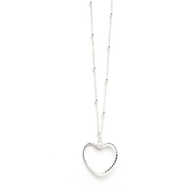 Aura Silver Heart Long Necklace