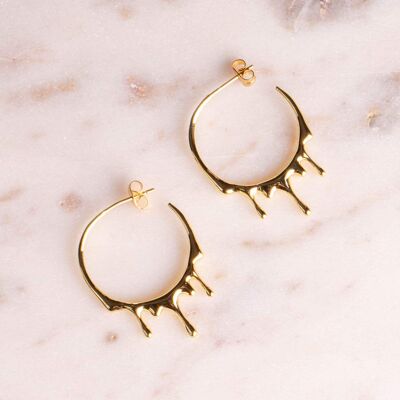 Earrings hoop earrings Drippy 3.5 cm gold plated drops of rain