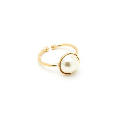 Verstellbarer Nélya-Ring mit goldenen Perlen