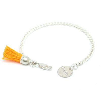 Arthur Silver Orange Pompom Bracelet