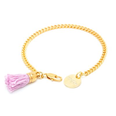 Pulsera Arthur Gold con Pompones Lila