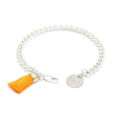 Bracciale Hector in argento con pom pom arancione