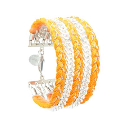 Bracelet Maxi Raoul Argent Orange Tressé