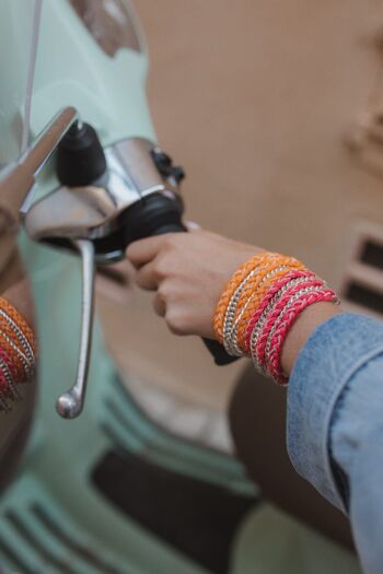 Bracelet Maxi Raoul Argent Orange Tressé 2