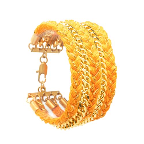 Bracelet Maxi Raoul Or Orange Tressé