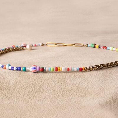 Collier de perles d'eau douce collier perles rocailles colorées ludiques