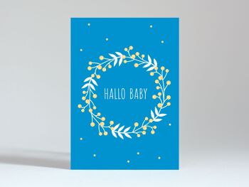 Carte postale "Bonjour bébé couronne bleue"