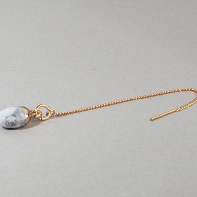 Earring threader with Howlite marble gemstone gold plated teardrop