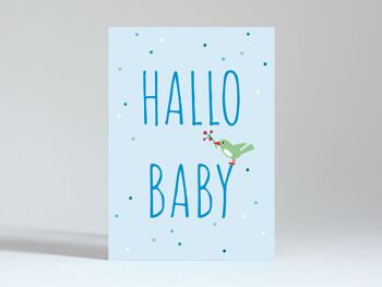 Carte postale "Bonjour bébé oiseau bleu"