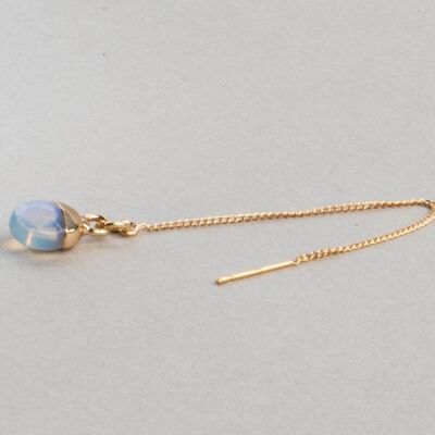 Earring threader with opalite gemstone gold plated teardrop