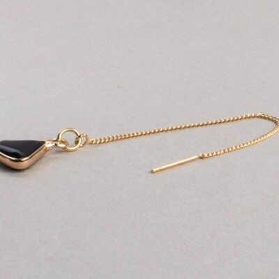 Earring threader with black onyx gemstone gold plated