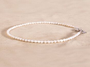 mini collier de perles collier ras de cou blanc argent fait main 1