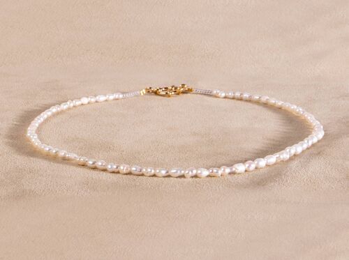 Perlenkette mit Rocailles choker gold handgemacht