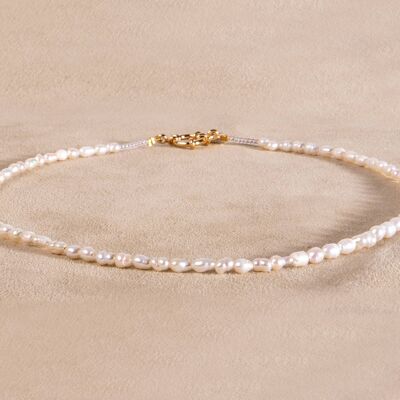 Pearl necklace with rocailles choker gold handmade