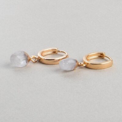 Fine earrings with quartz gold plated handmade gold