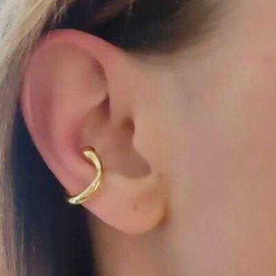 Ear cuff Manschette vergoldet unregelmäßig Gold 18k