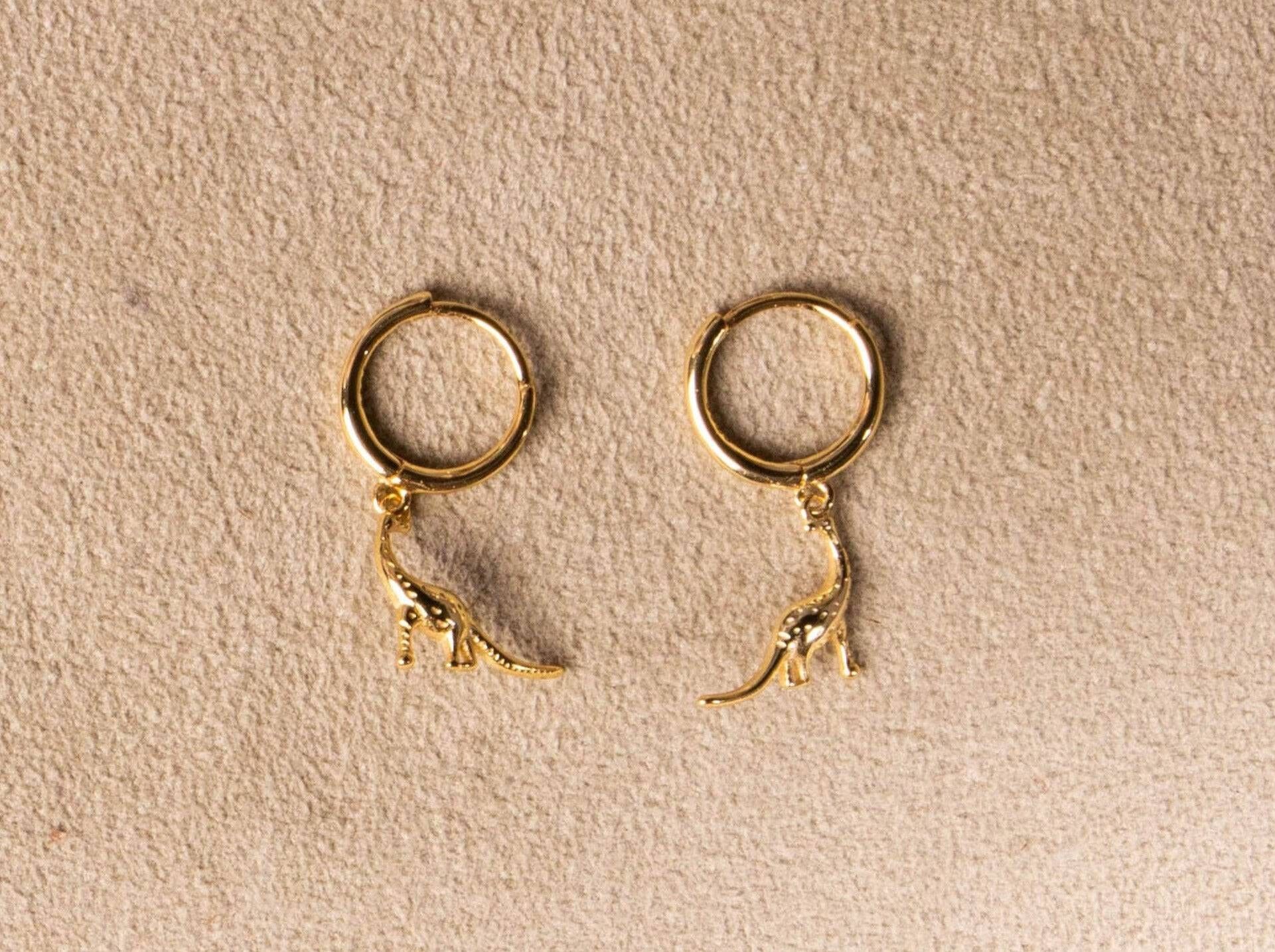 Dinosaur earrings small gold plated