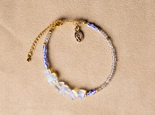 Perlen Armband Paperclip Rocailles Opal gold vergoldet