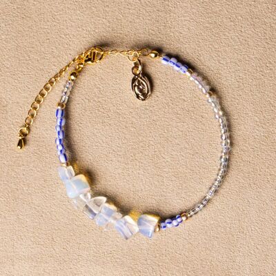 Bracciale con perline graffetta perline opale placcato oro