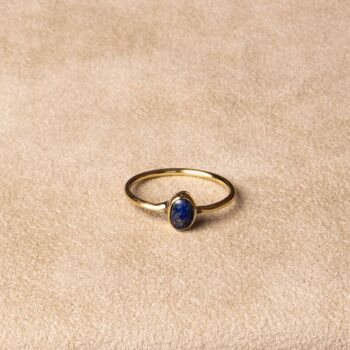 Bague fine lapis-lazuli avec pierre ovale 3