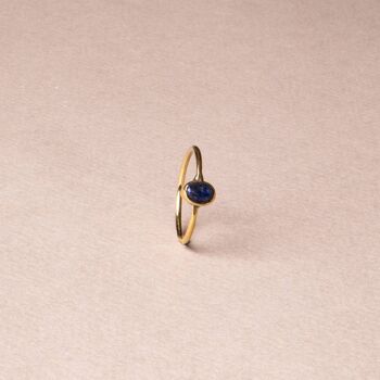 Bague fine lapis-lazuli avec pierre ovale 4