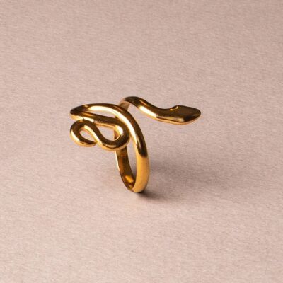 Snake ring gold plated large adjustable