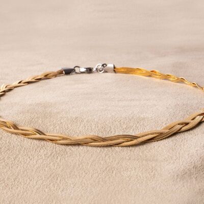 Herringbone chain triple braided - choker gold plated