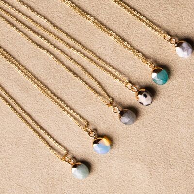 Fine gold-plated chain with various gemstone pendants