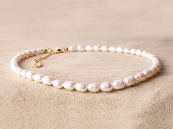 Collier de perles ras de cou été unisexe - collier avec perles d'eau douce or fait main - cadeau 1