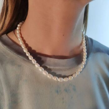Collier de perles ras de cou été unisexe - collier avec perles d'eau douce or fait main - cadeau 2