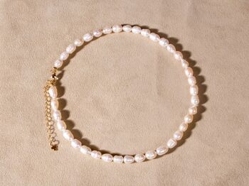 Collier de perles ras de cou été unisexe - collier avec perles d'eau douce or fait main - cadeau 3