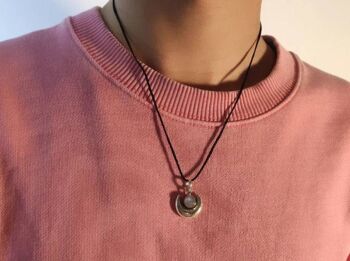 Collier Talisman pierre de lune lune argent sterling 925 fait main 1