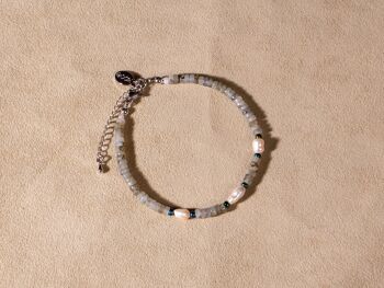 Bracelet labradorite avec perles d'eau douce argent fait main 1