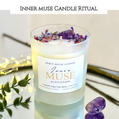 Inner Muse Candle Ritual with Meditations. Luxury. Crystal & Energy Healing Infused. Vegan, Scented, Soy
