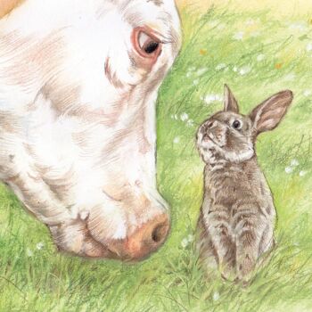 Carte carrée - Vache & Lapin - Qui fera pousser le plus d'herbe... 1