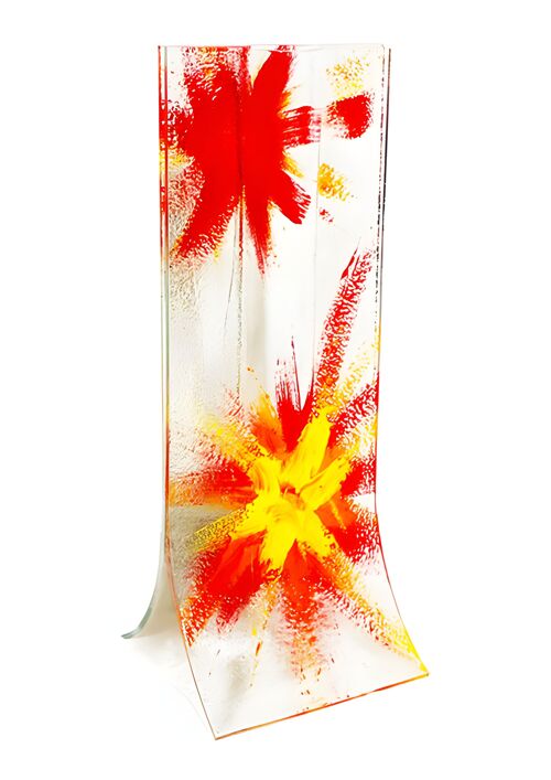 Vase With Transparent Base, Red-Orange Star Design
