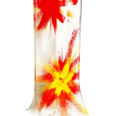 Vase mit transparentem Boden, rot-oranges Sterndesign