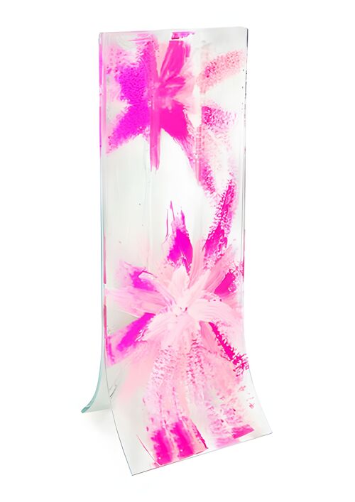 Vase With Transparent Base, Fuscia-Pink Star Design