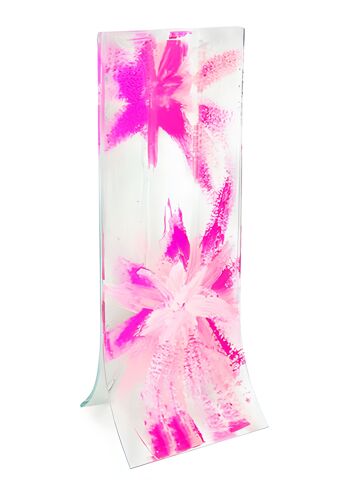 Vase avec base transparente, design étoile rose fuscia