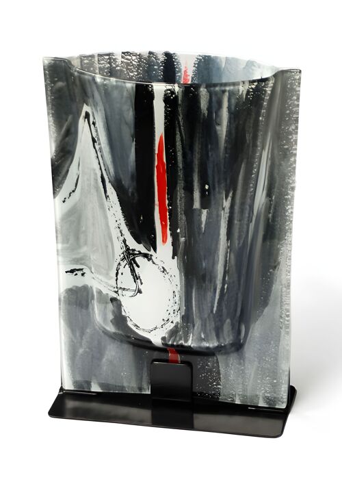 Large Grey-Red Vase In Size 23X28 Cm Size