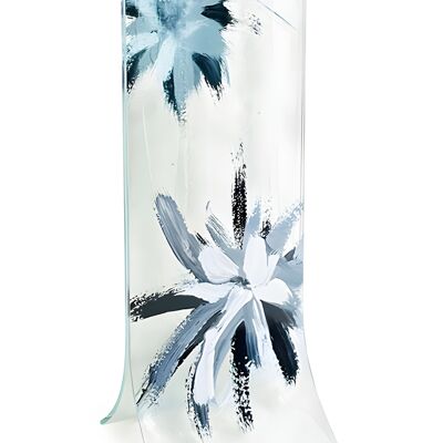 Vase avec base transparente, design étoile blanc-noir