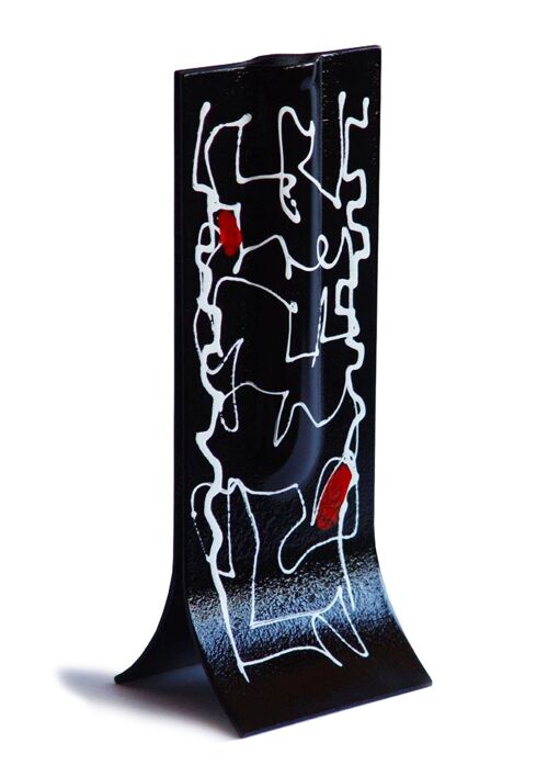 Miró 14X36 Cm Vase With Black-White-Red Colour