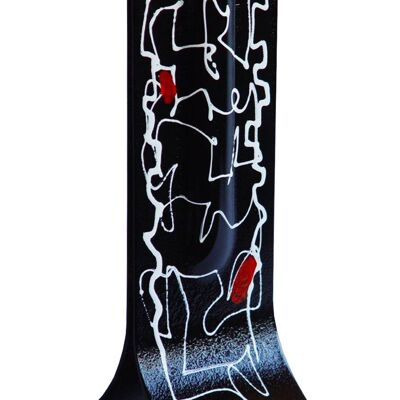 Vase Miró 14X36 Cm de couleur noir-blanc-rouge