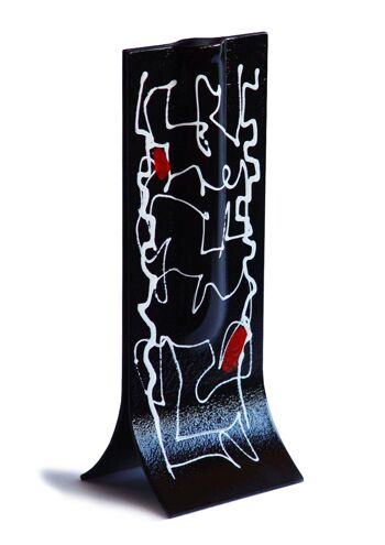 Vase Miró 14X36 Cm de couleur noir-blanc-rouge