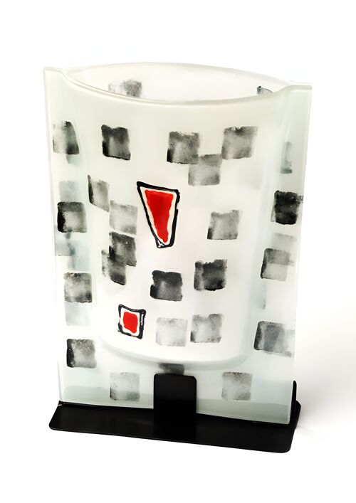 Large Size 23X28 Cm Vase With White-Black-Red Colours